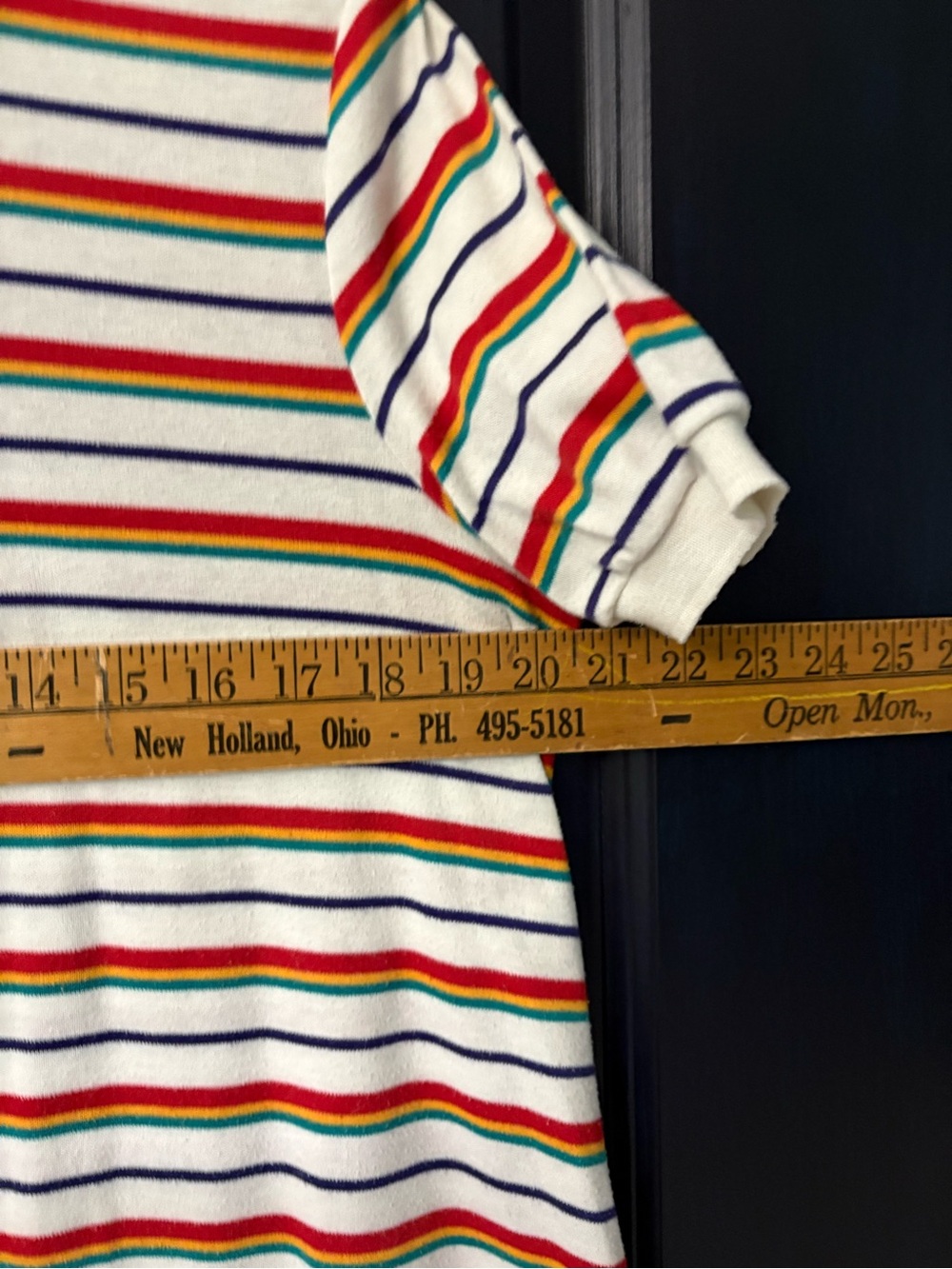Vintage 70s Rainbow Stripe Maternity Polo Tunic Top A-Line Retro Groovy L - Picture 6 of 7
